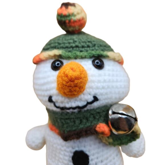 Hand Crocheted Amigurumi Snowman Trinket Box Storage Figure Statuette 9 Inches - Picture 1 of 10